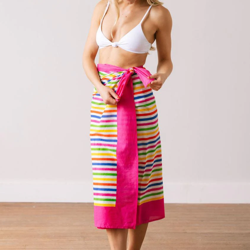 Andie Rainbow Stripe Sarong - Image 4