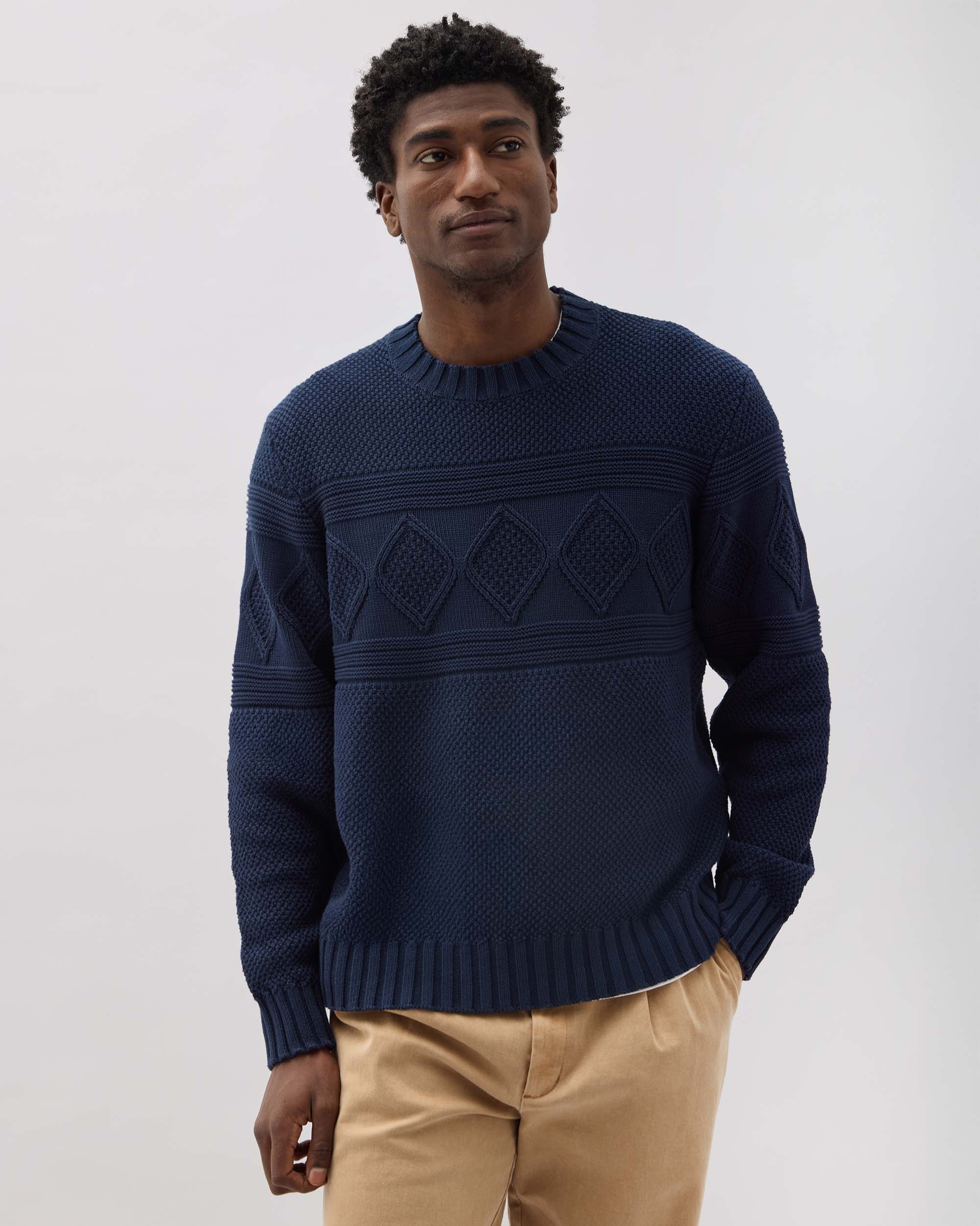 Mens Capeside Sweater - Cotton Sweater Knit - Mineral Blue - Image 6