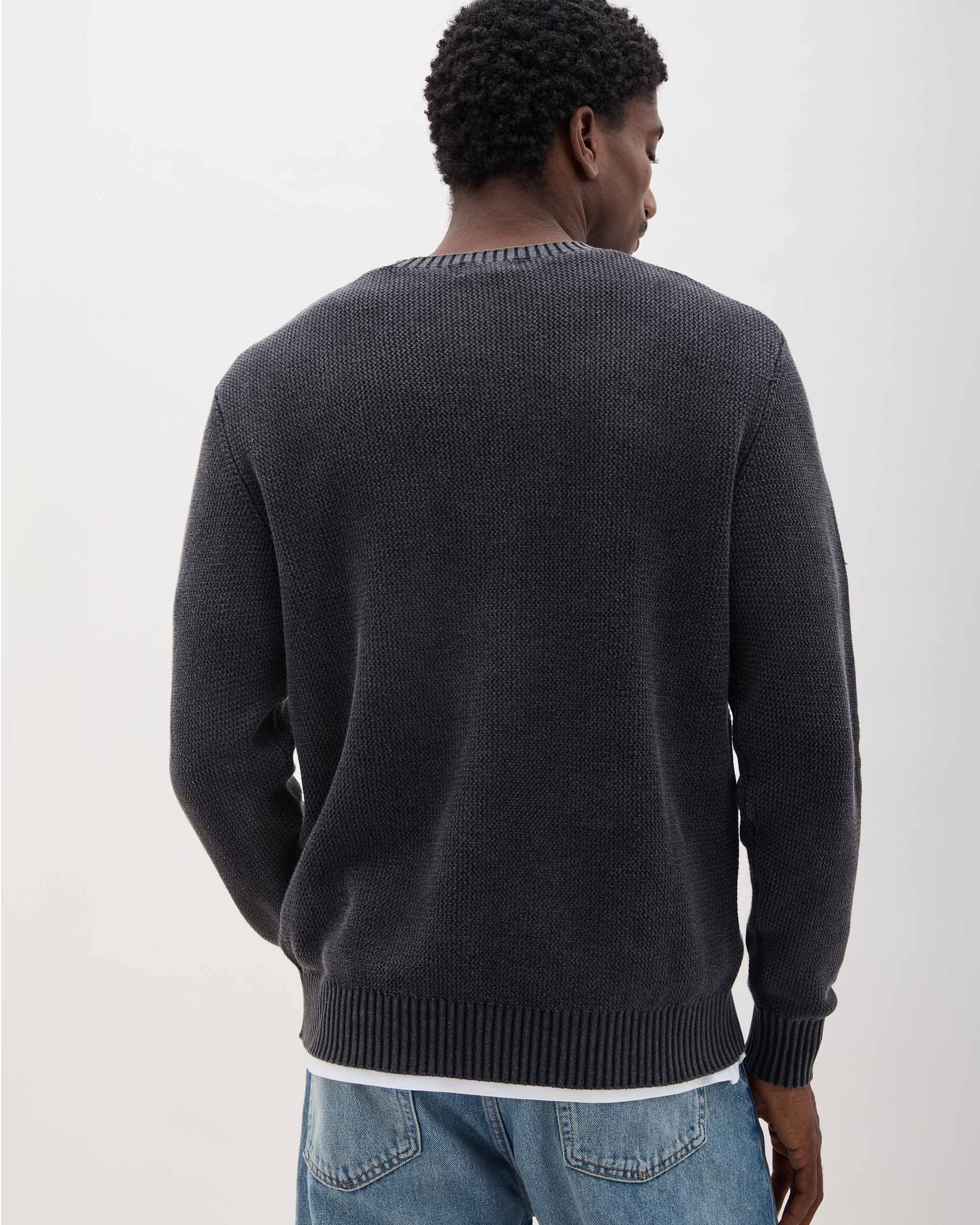 Mens Dune Open Knit Sweater - Cotton Sweater Knit - Black - Image 5