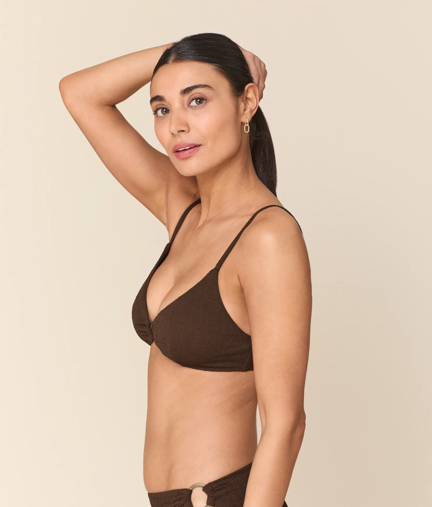 The Bonita Bikini Top - Seersucker Wave - Walnut - Image 3