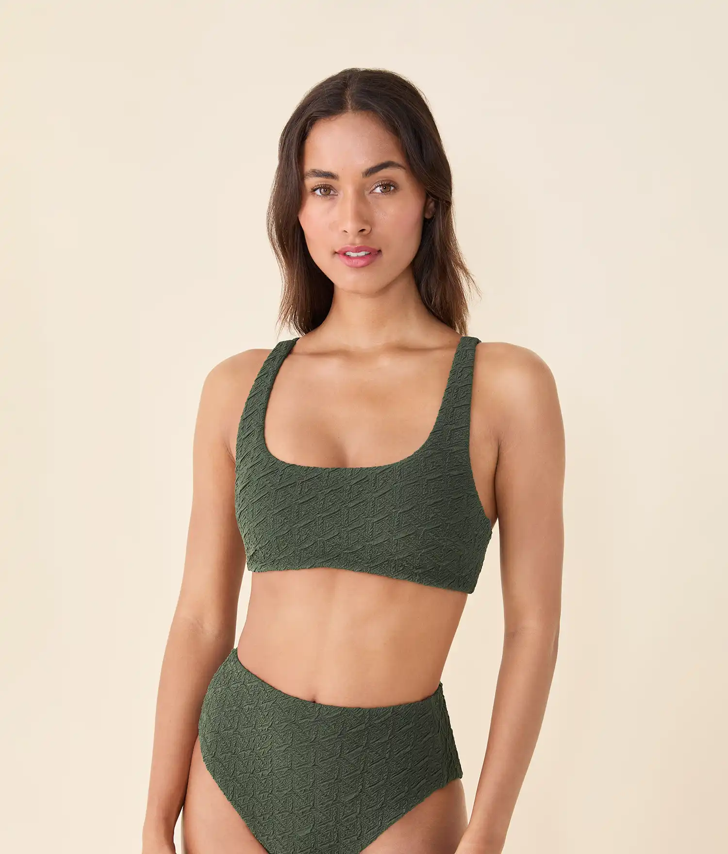 The Devon Bikini Top - Textured Geo - Thyme - Image 4