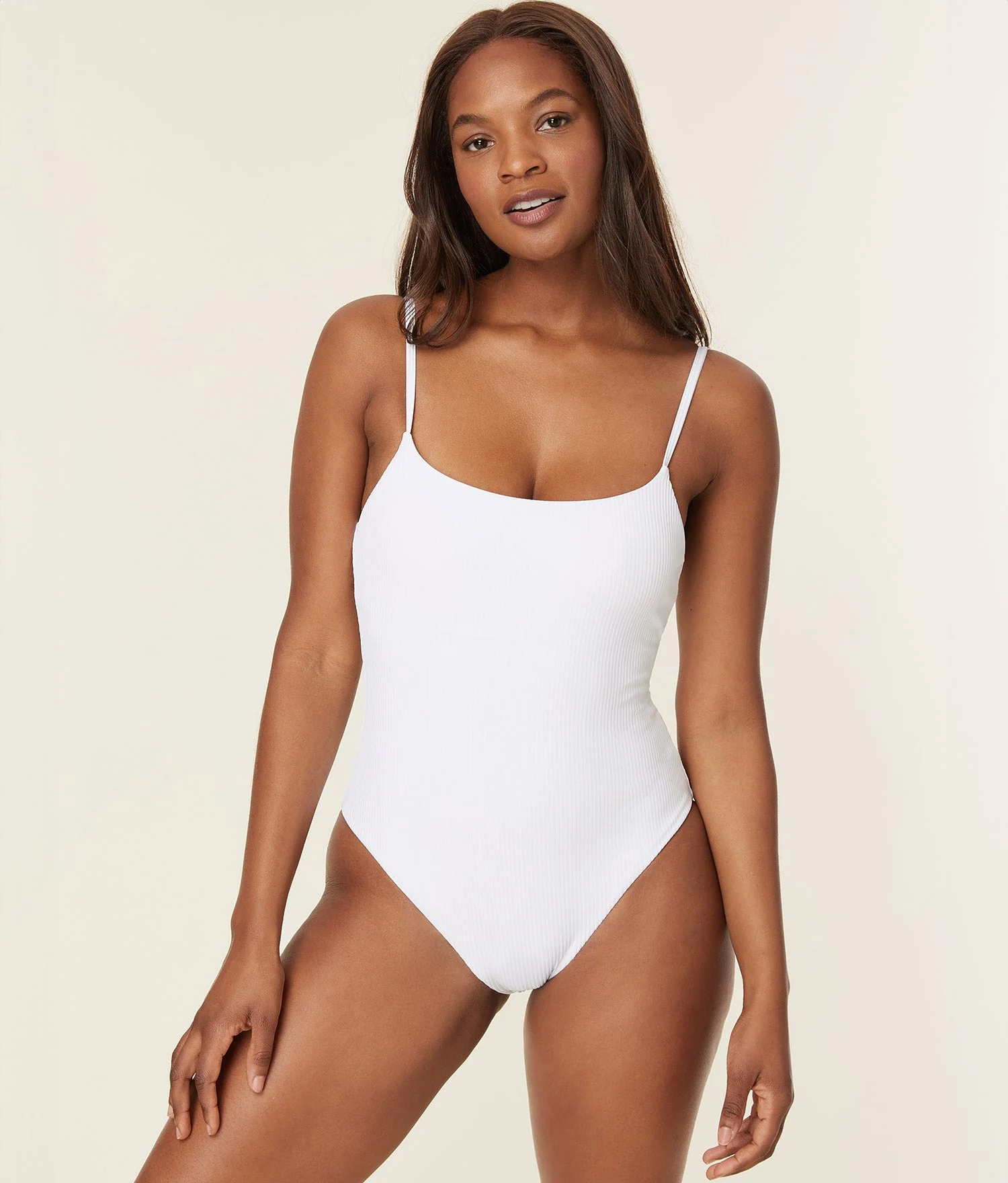 The Jetties One Piece - Eco Ribbed - White - Long Torso - Image 4
