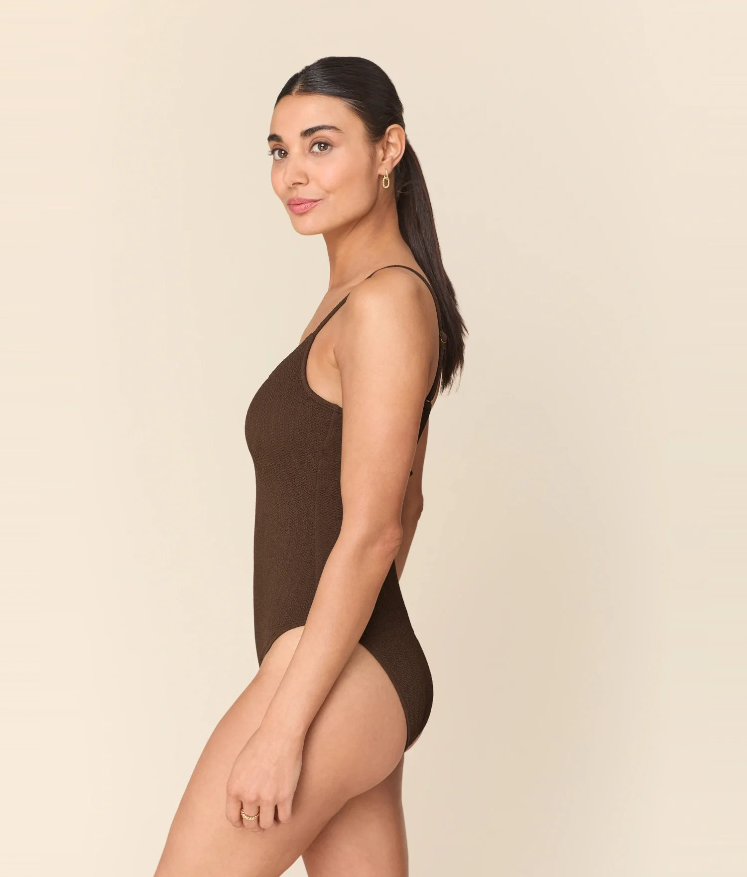 The Laguna One Piece - Seersucker Wave - Walnut - Classic - Image 3