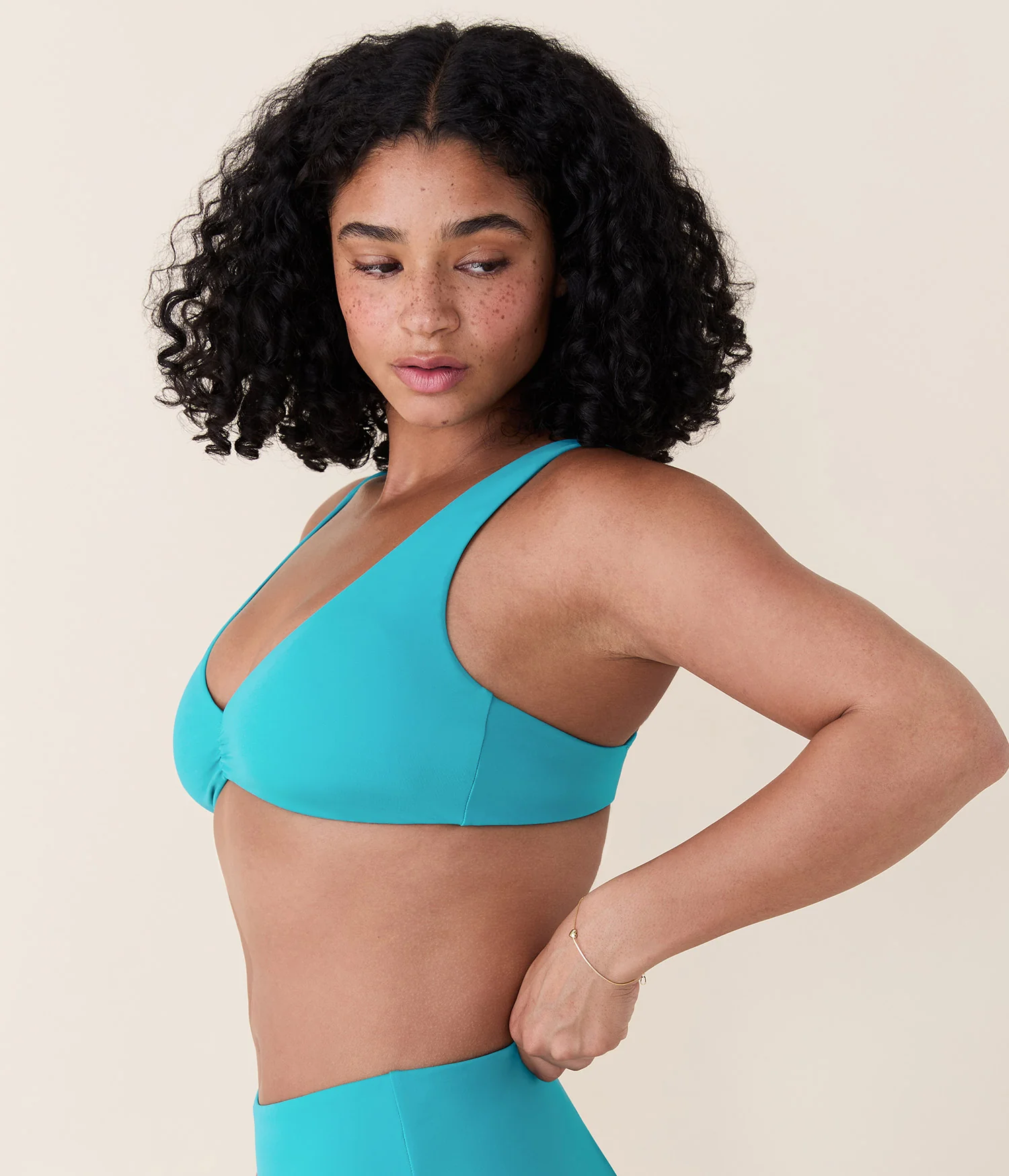 The Sicily Bikini Top - Eco Nylon - Cyan - Image 3