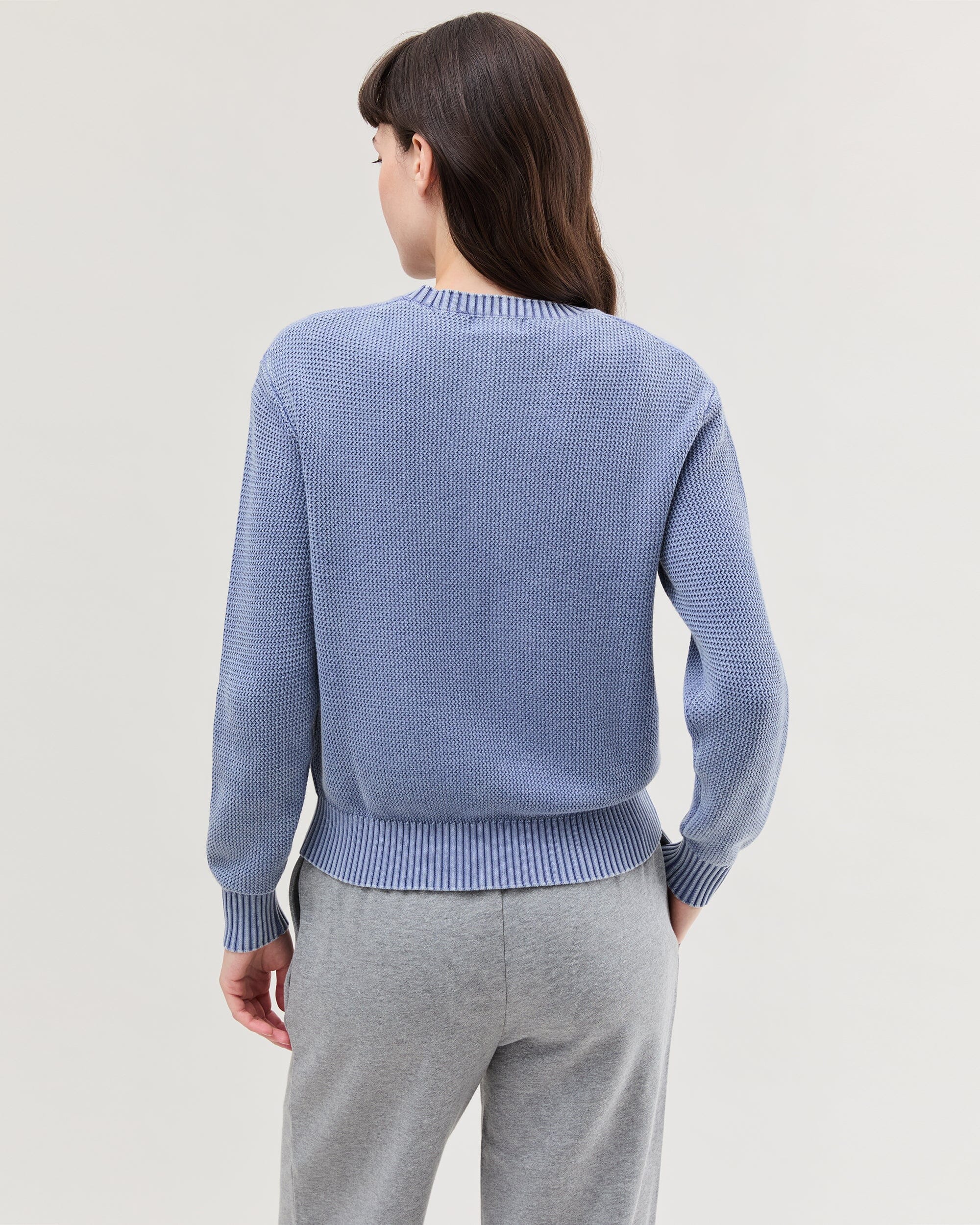 Womens Dune Sweater - Cotton Sweater Knit - Vintage Indigo - Image 4