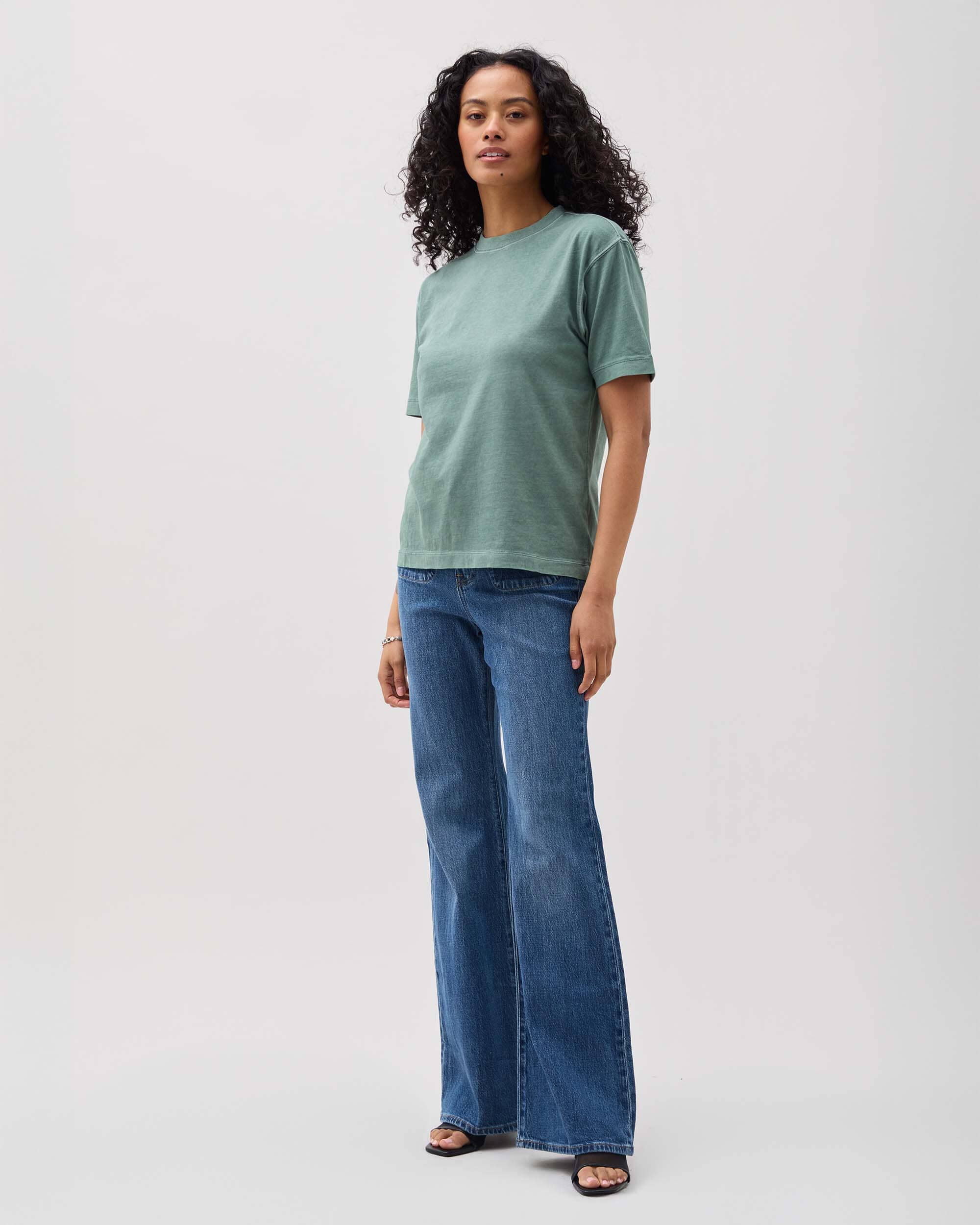 Womens Relaxed Everyday Tee - Pigment Dye Jersey - Sage Leaf - Image 3