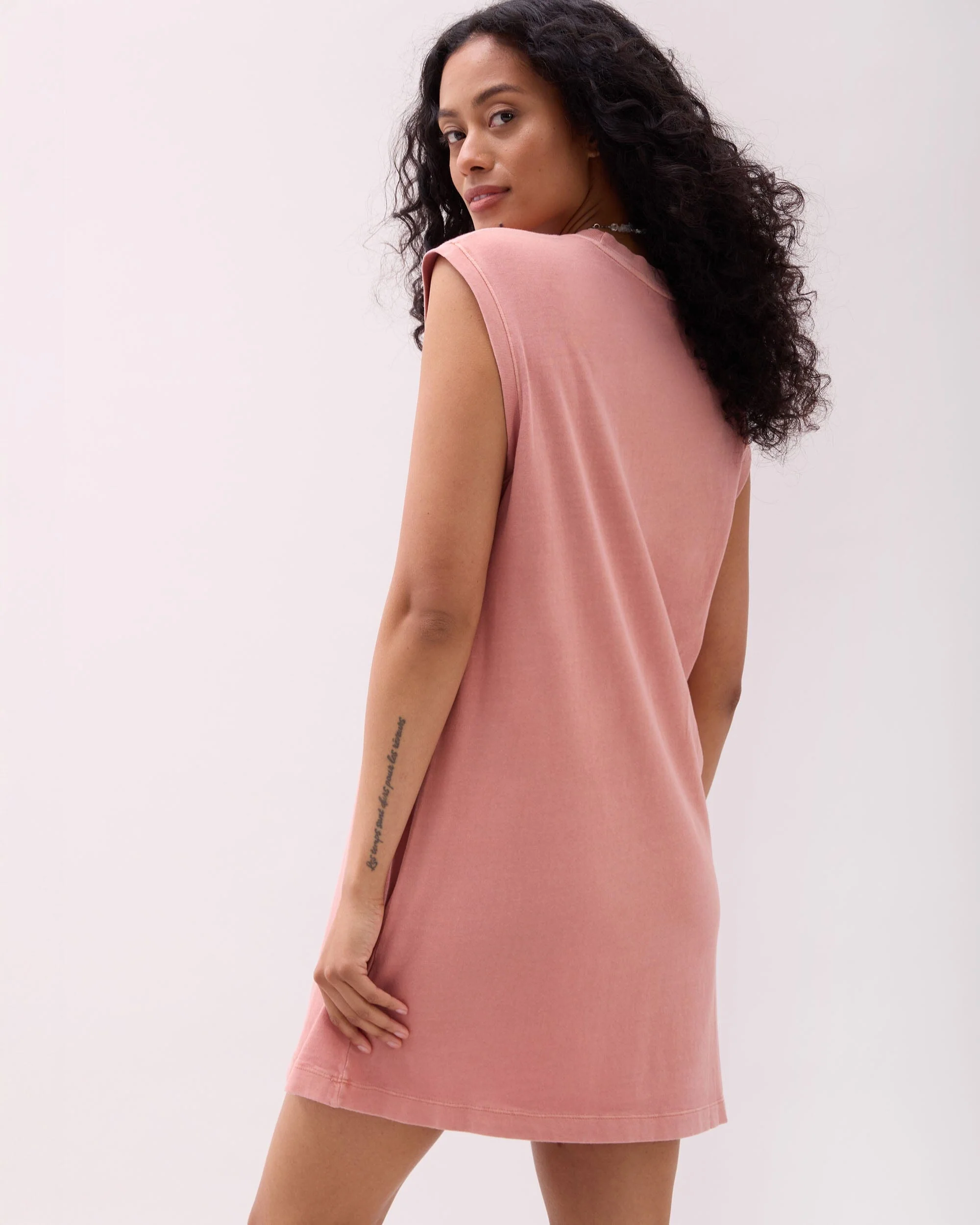 Womens Relaxed Muscle Dress - Pigment Dye Jersey - Pink Sands - Image 3