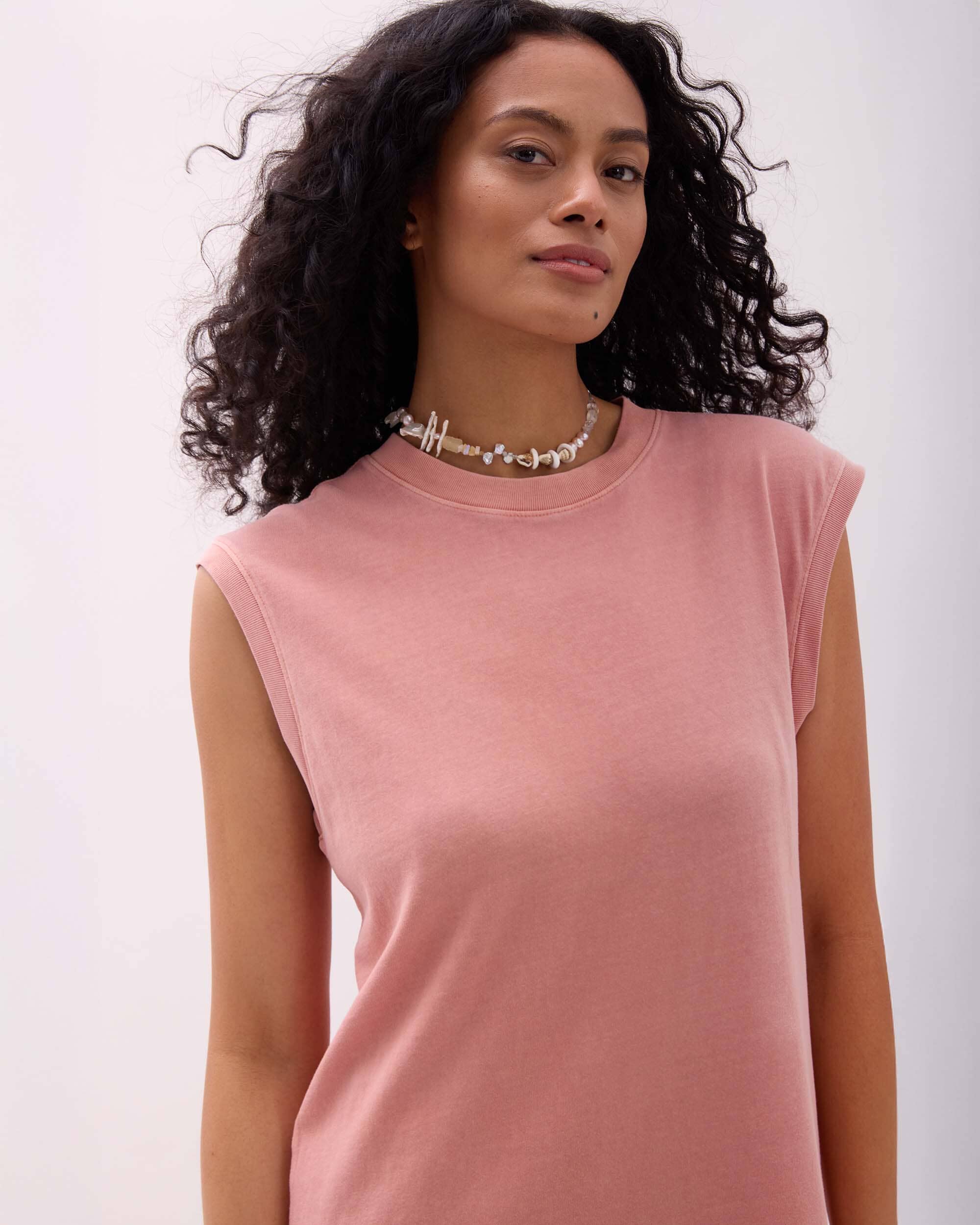 Womens Relaxed Muscle Dress - Pigment Dye Jersey - Pink Sands - Image 4