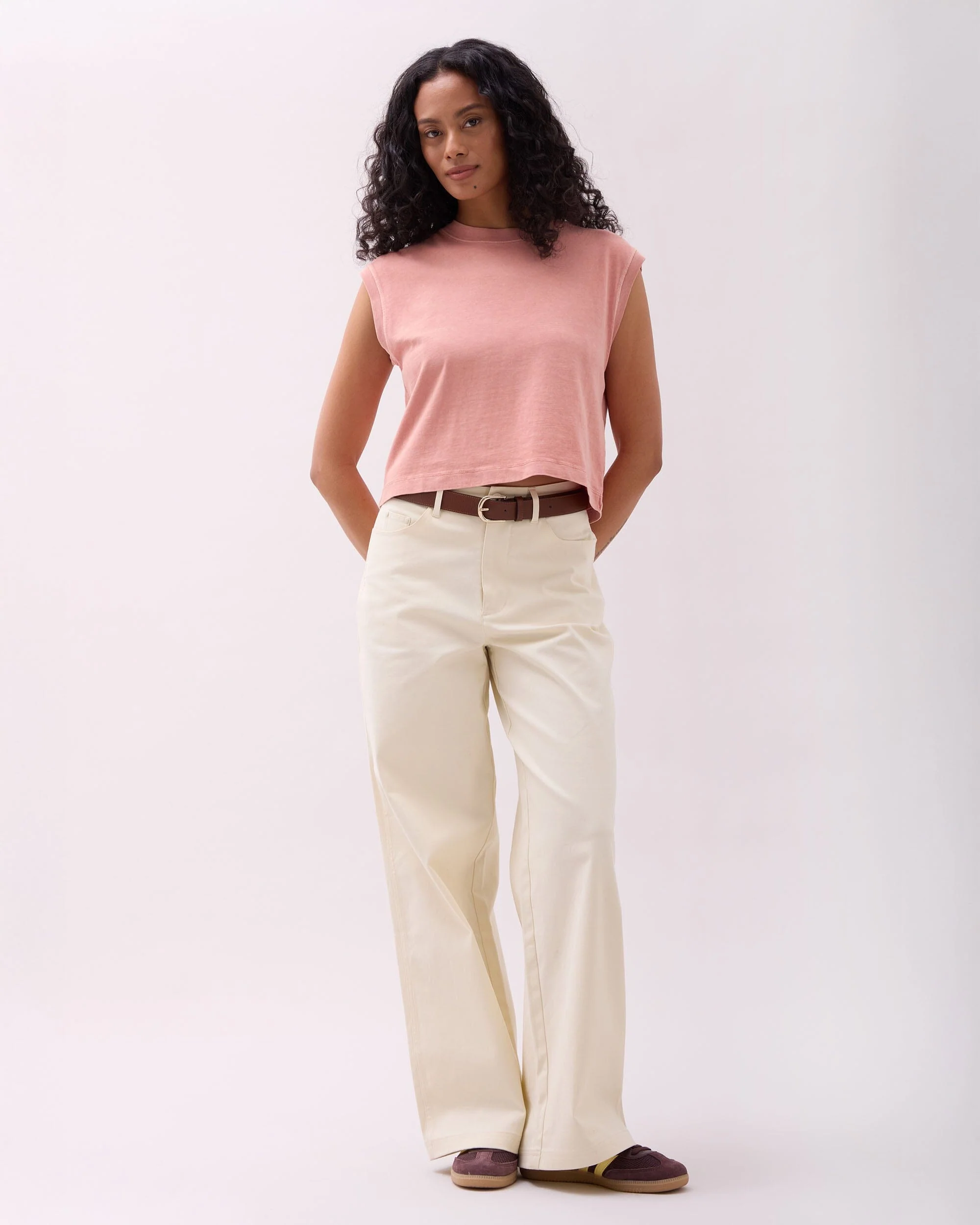 Womens Relaxed Muscle Tee - Pigment Dye Jersey - Pink Sands - Image 3